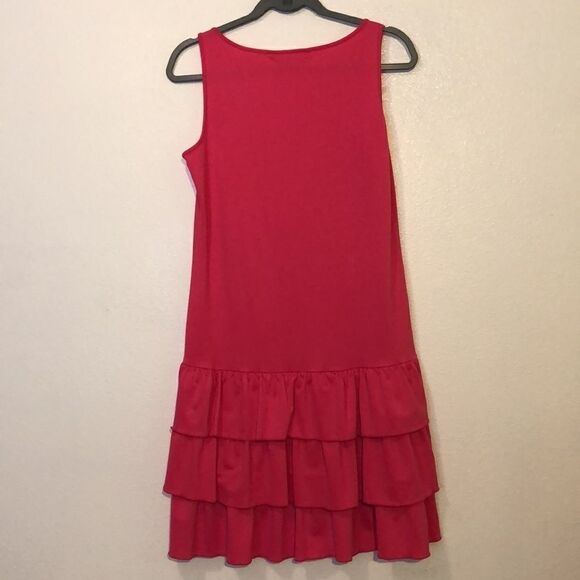 Peter Nygard Bright Pink Tiered Ruffle Hem Dress small spot on back as pictured - Picture 5 of 8